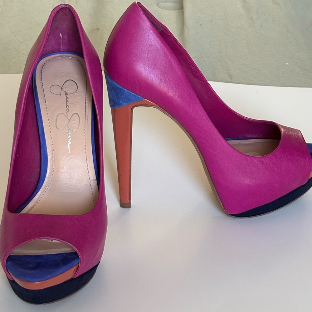 Elegant Pink and Blue High Heels
